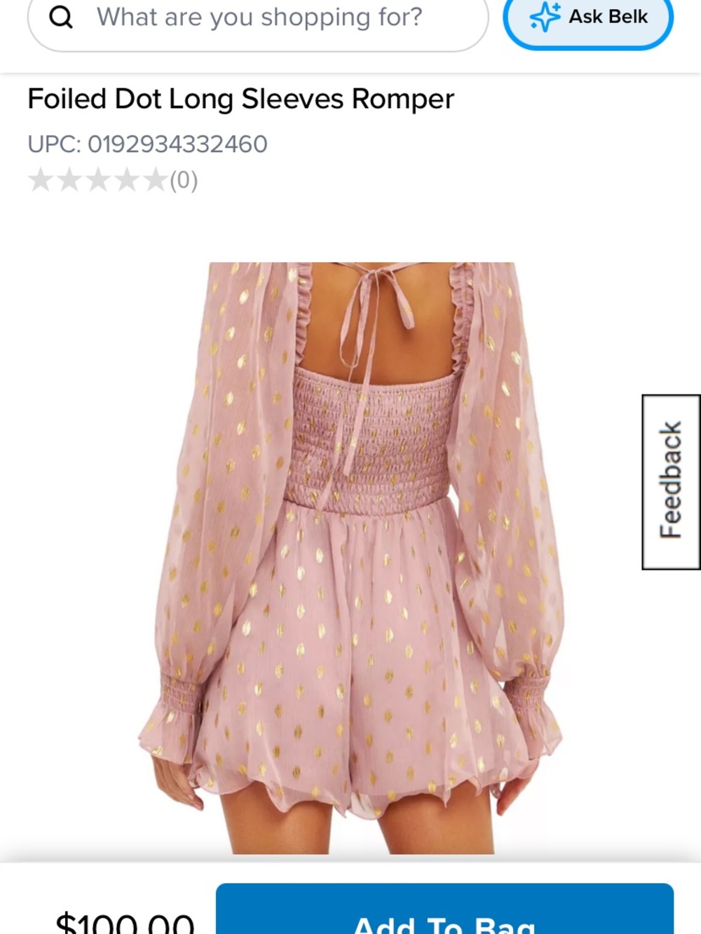 Endless Rose Pink Chiffon Long-Sleeve Romper with Gold Foil Dots Size Large 🌸 - Picture 3 of 8
